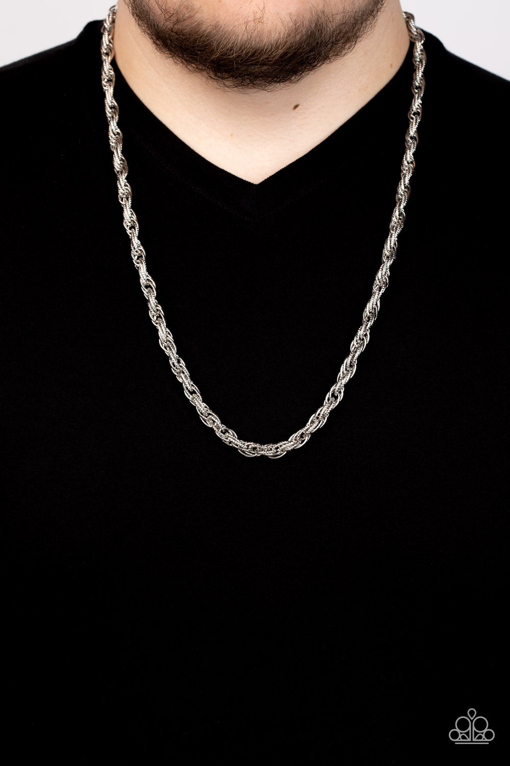 Paparazzi ♥ Pit Stop - Silver ♥ Mens Necklace