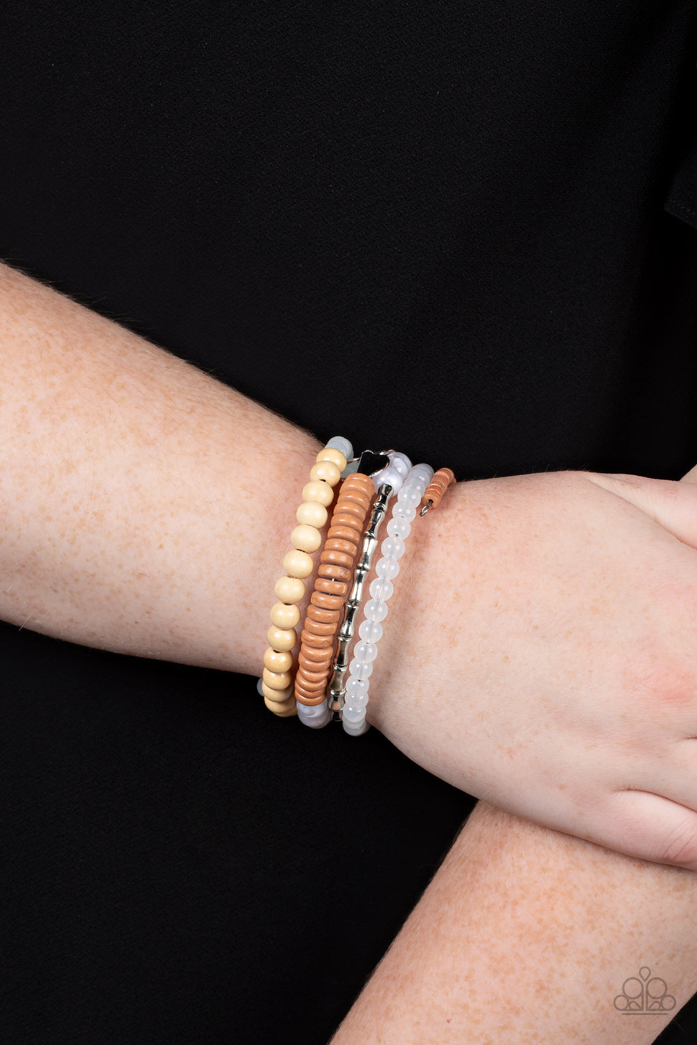 Paparazzi ♥ Free-Spirited Spiral - White ♥ Bracelet