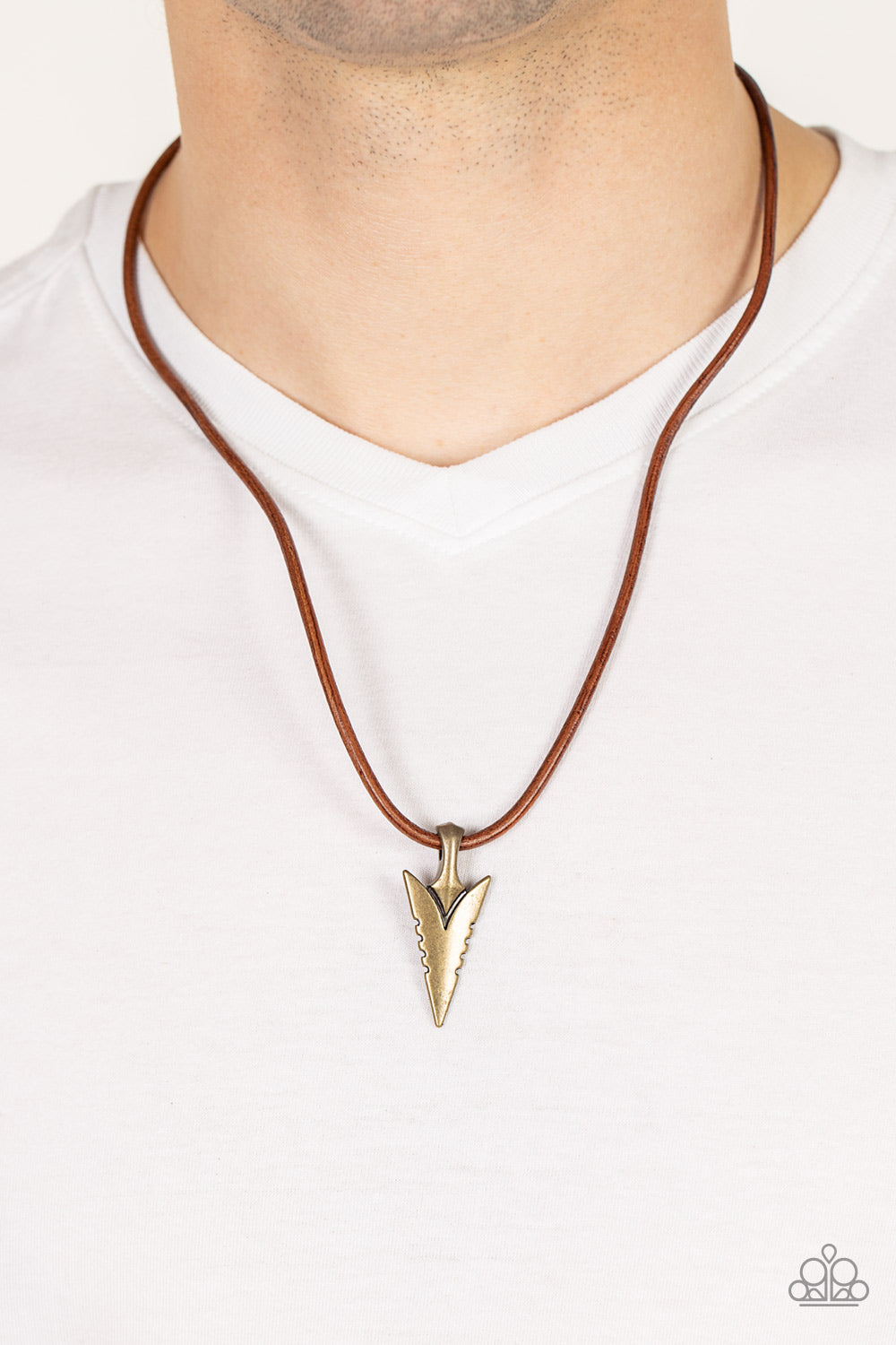 Paparazzi ♥ Pharaohs Arrow - Brass ♥ Mens Necklace