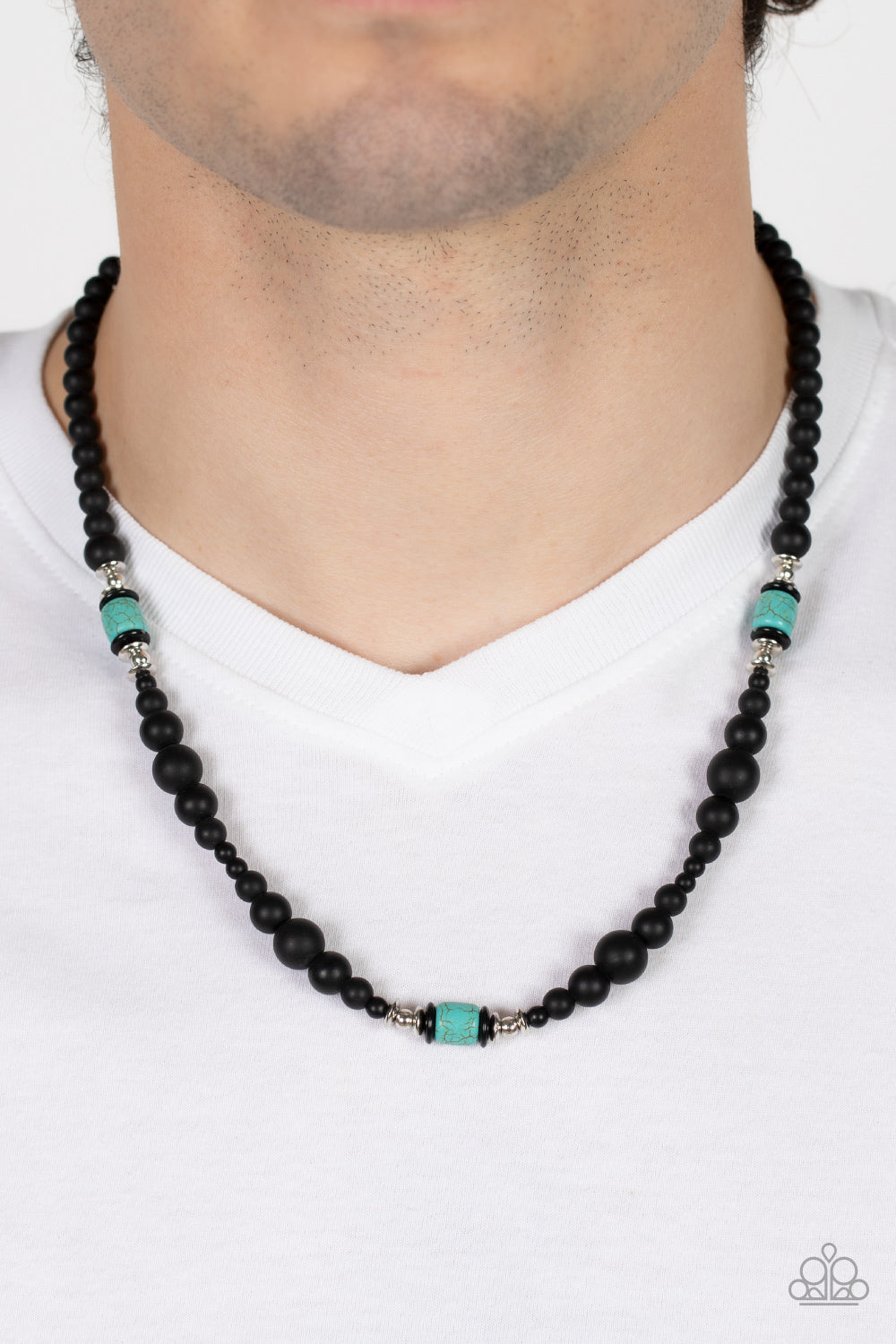 Paparazzi ♥ Stone Synchrony - Blue ♥ Mens Necklace