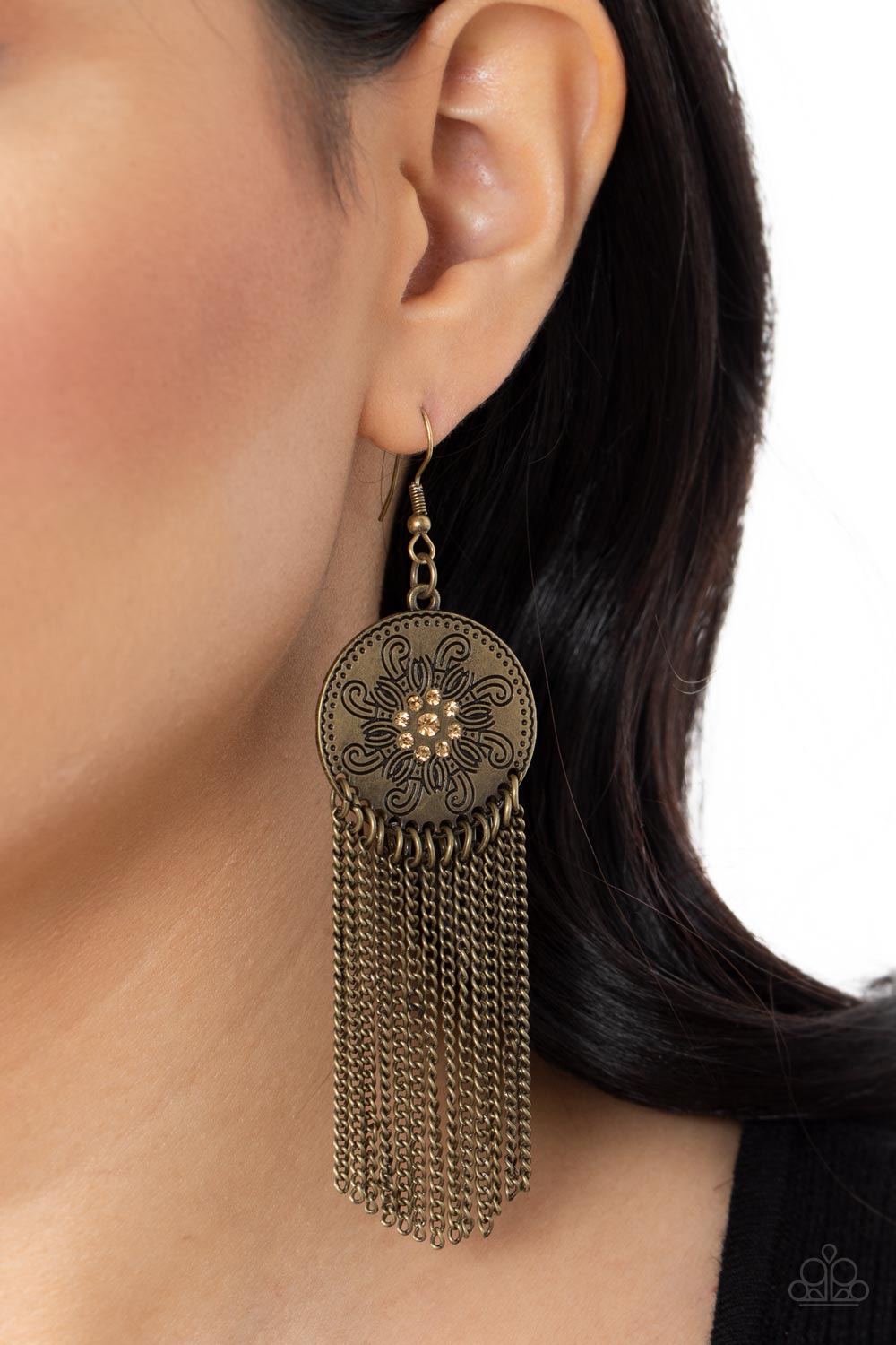 Paparazzi ♥ Fringe Control - Brass ♥ Earrings