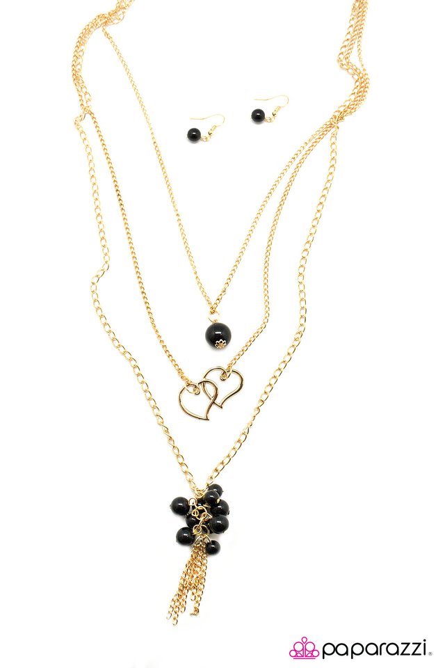 Paparazzi ♥ Two Hearts Beat As One - Black ♥ Necklace