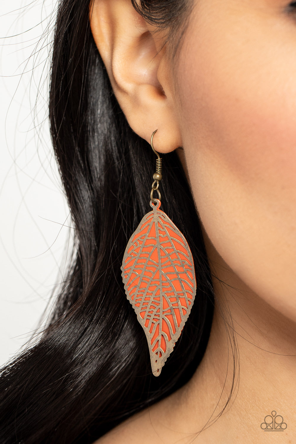 Paparazzi ♥ Leafy Luxury - Orange ♥ Earrings