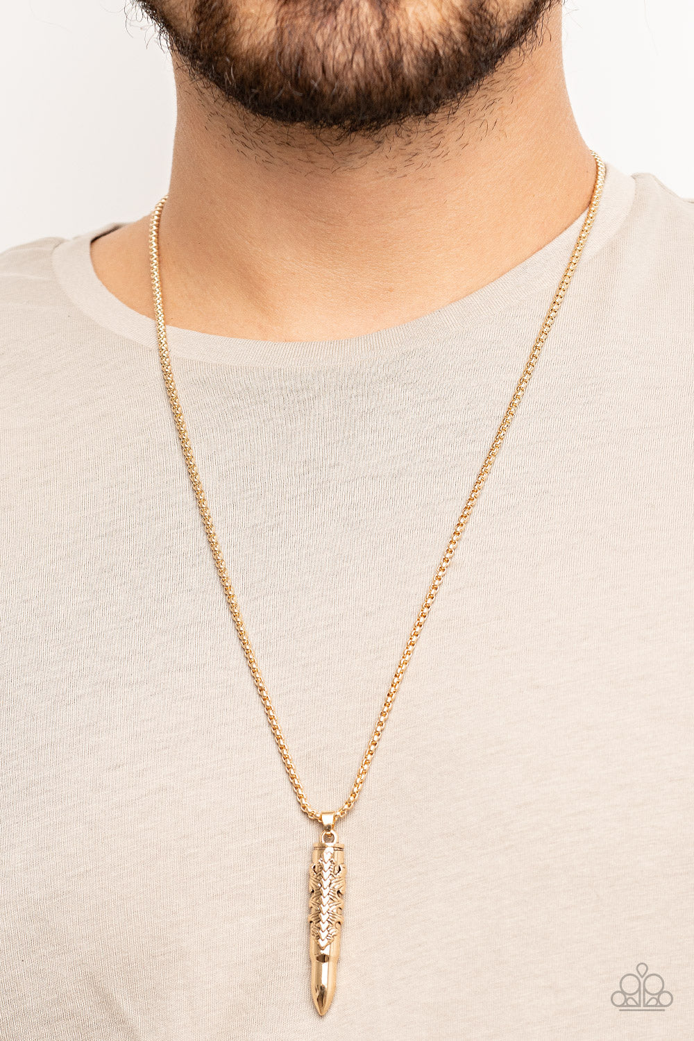 Paparazzi ♥ Mysterious Marksman - Gold ♥ Mens Necklace