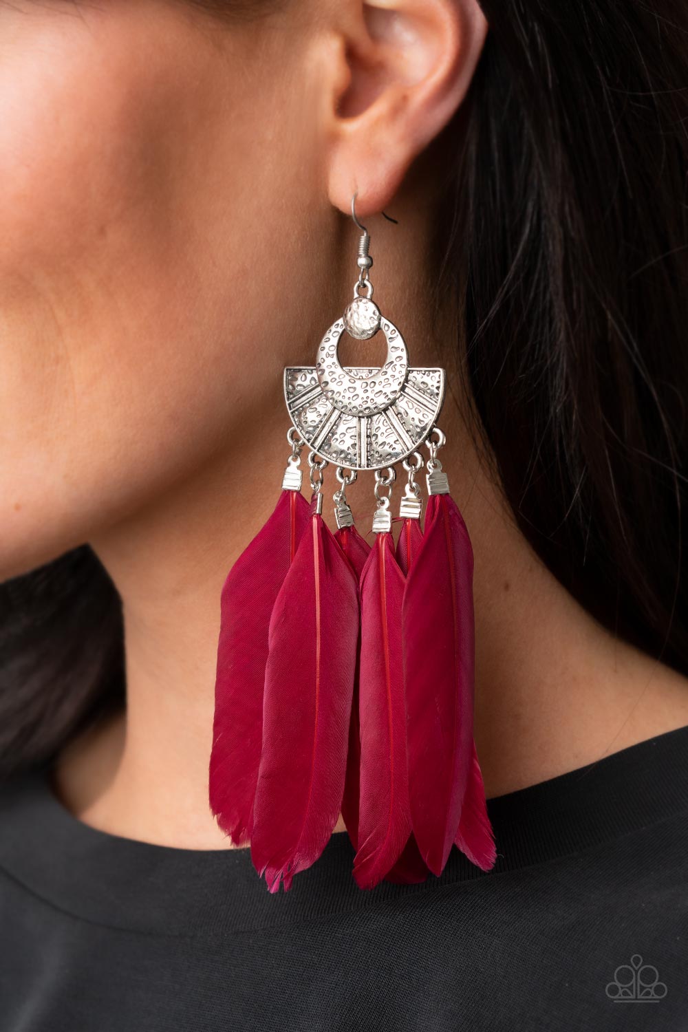 Paparazzi ♥ Plume Paradise - Red ♥ Earrings