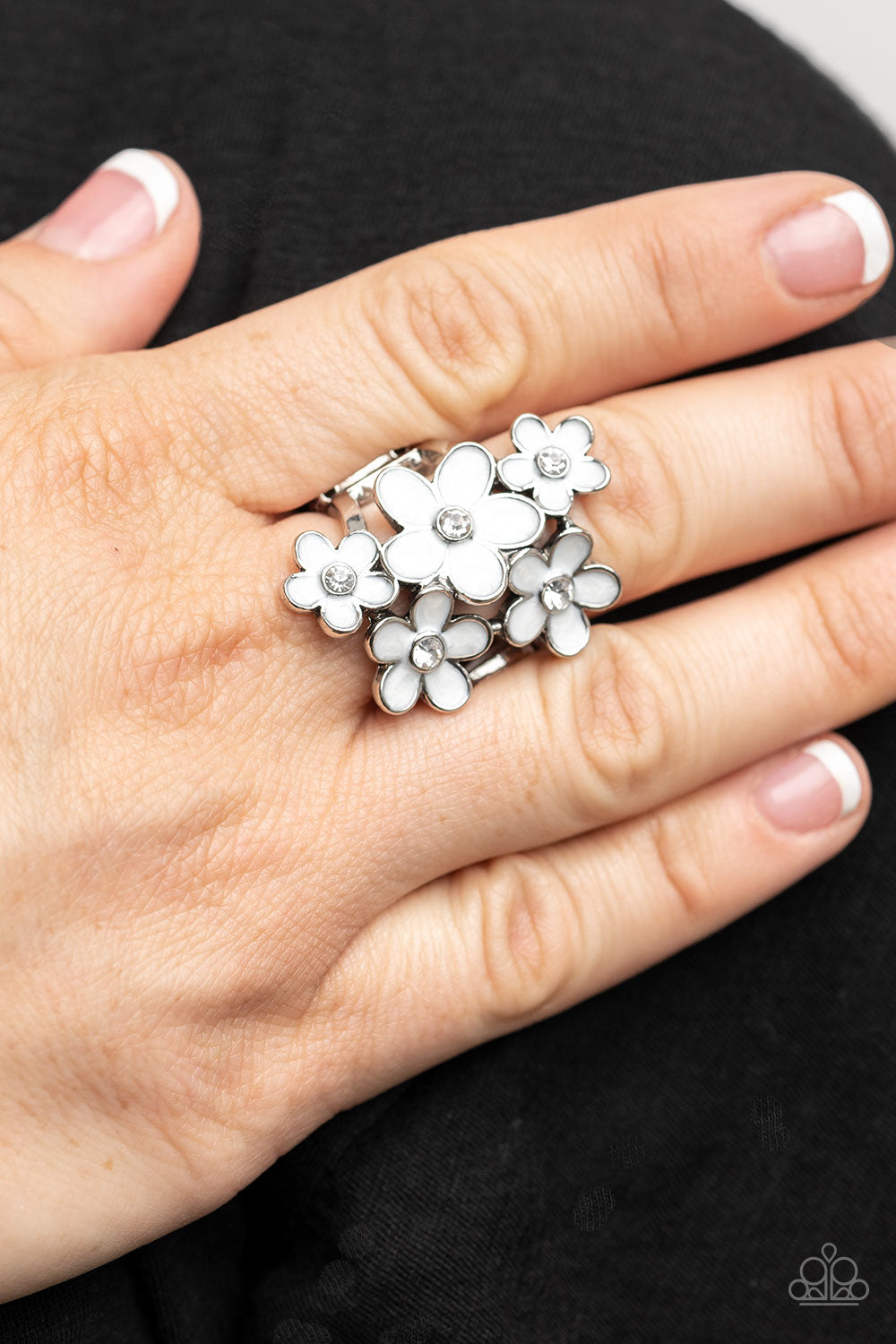 Paparazzi ♥ Boastful Blooms - White ♥ Ring