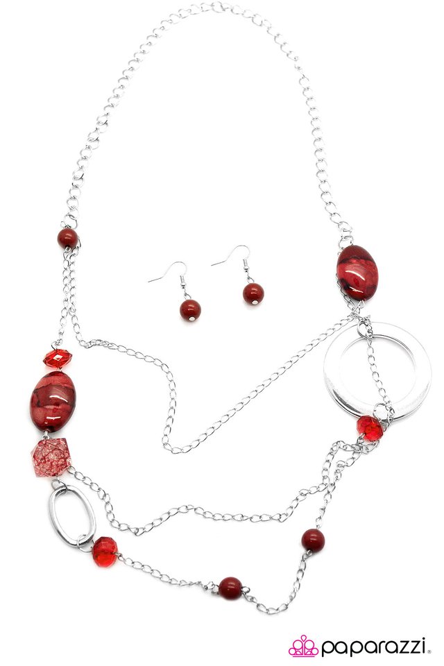 Paparazzi ♥ A Stones Throw - Red ♥ Necklace
