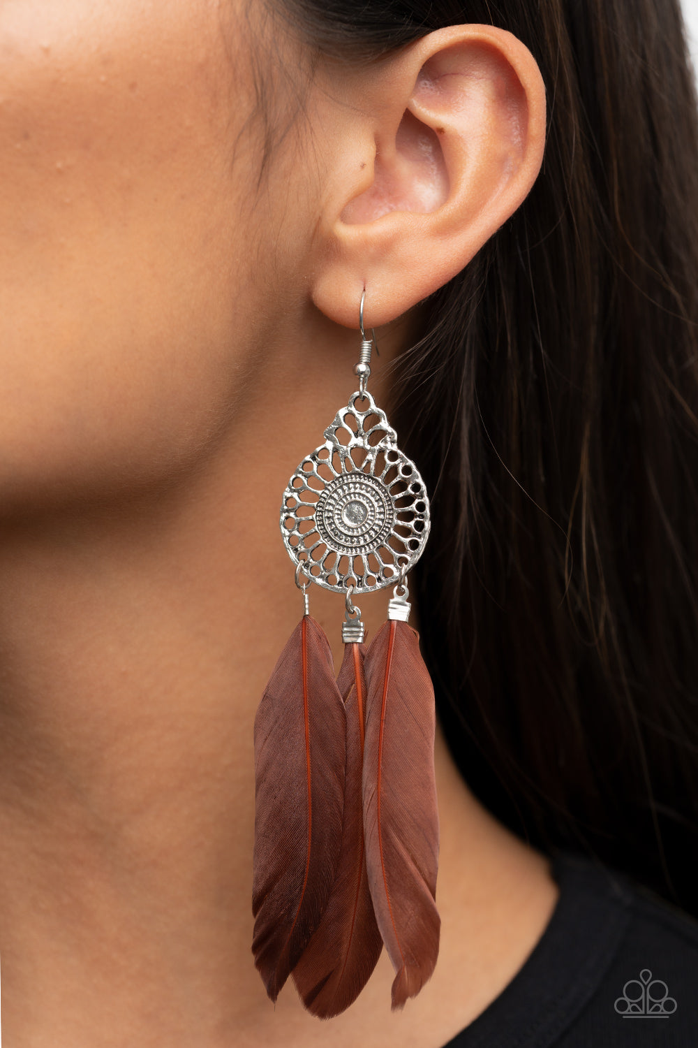 Paparazzi ♥ Pretty in PLUMES - Brown ♥ Earrings