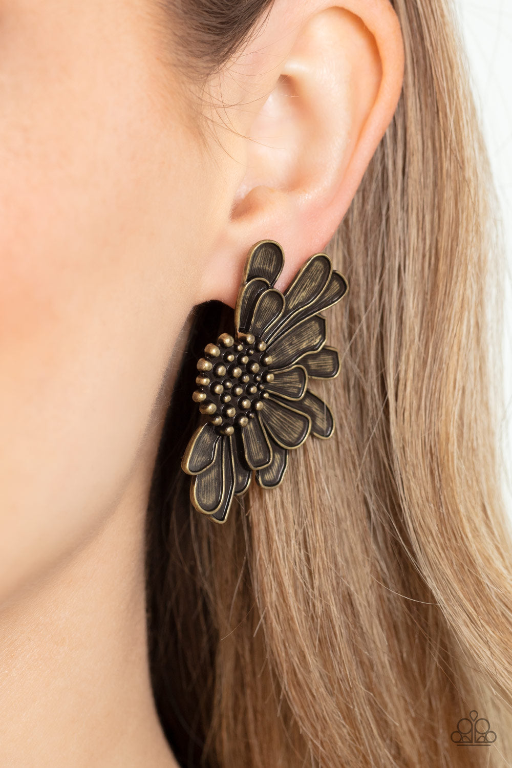 Paparazzi ♥ Farmstead Meadow - Brass ♥ Post Earrings