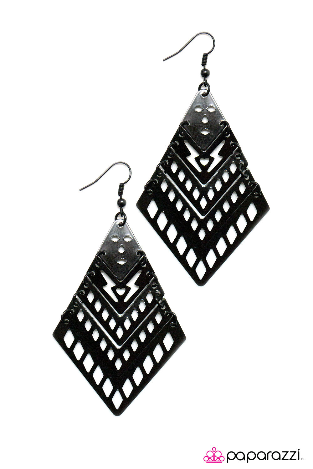Paparazzi ♥ Haute Hardware - Black ♥ Earrings