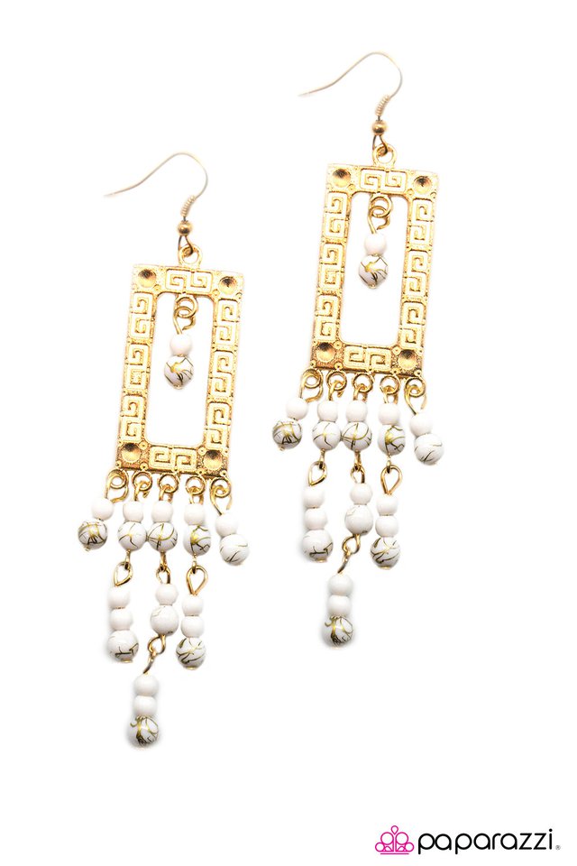 Paparazzi ♥ Aztec Attitude - White ♥ Earrings