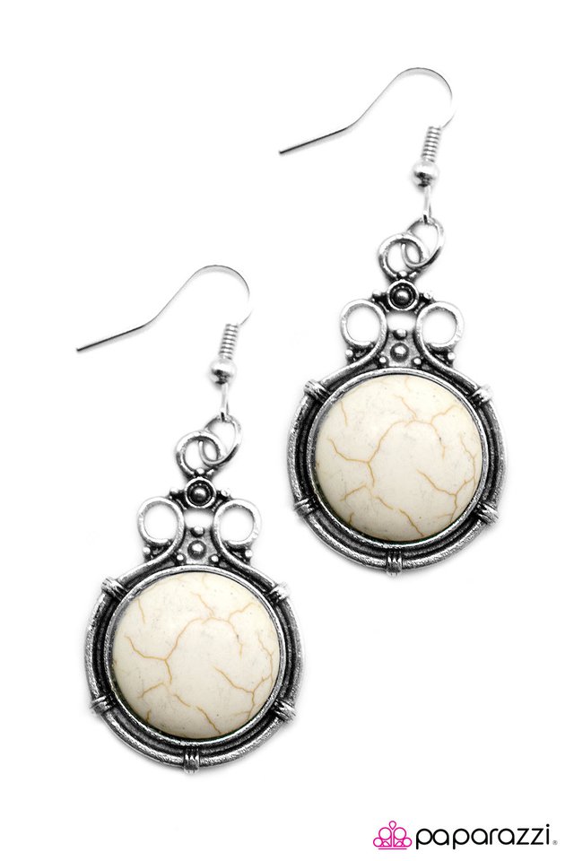 Paparazzi ♥ Riding Along The Riverbed - White ♥ Earrings