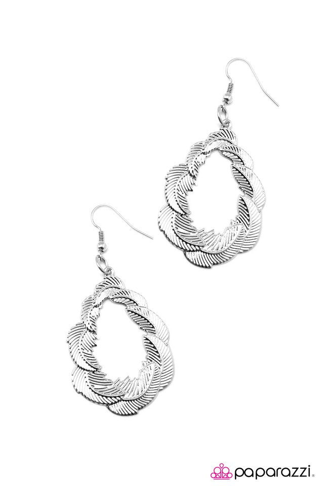 Paparazzi ♥ The FEATHER Forecast - Silver ♥ Earrings
