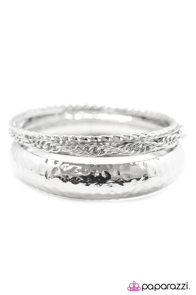 Paparazzi ♥ BANGLE and Chain - Silver ♥ Bracelet