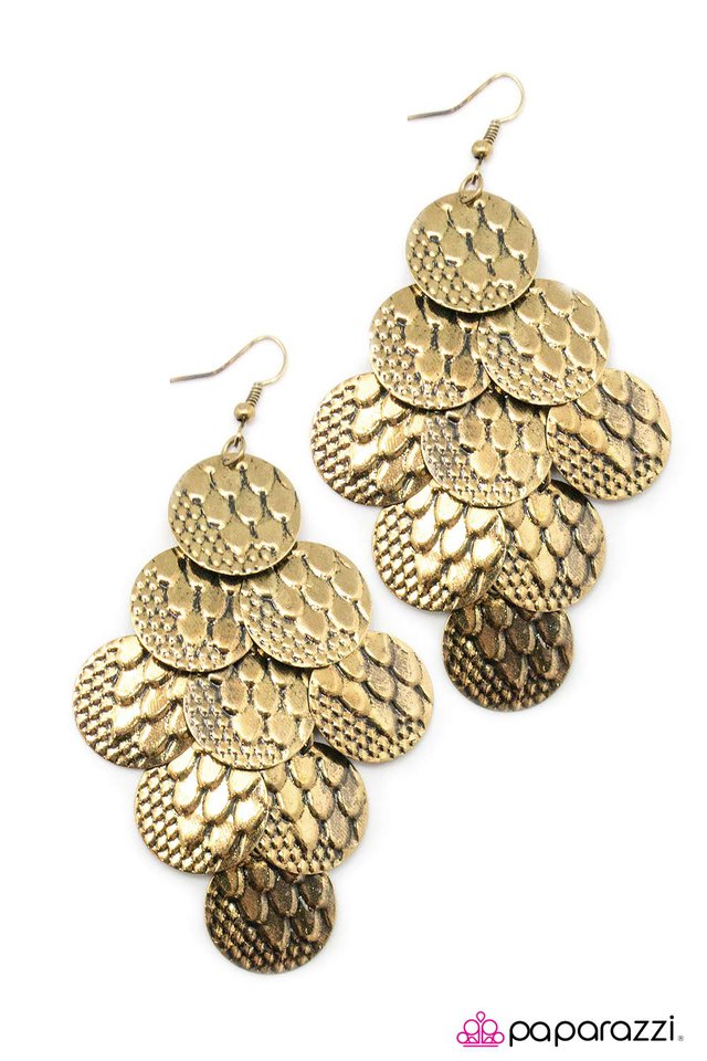 Paparazzi ♥ Python - Brass ♥ Earrings