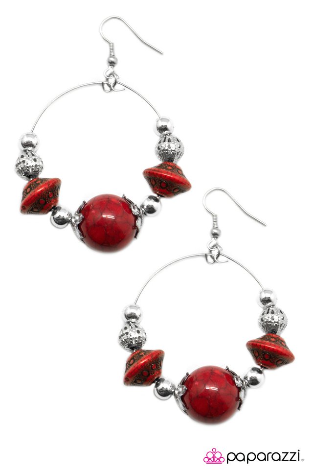 Paparazzi ♥ Move Along - Red ♥ Earrings