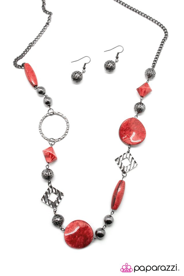 Paparazzi ♥ All Mixed Up - Red ♥ Necklace