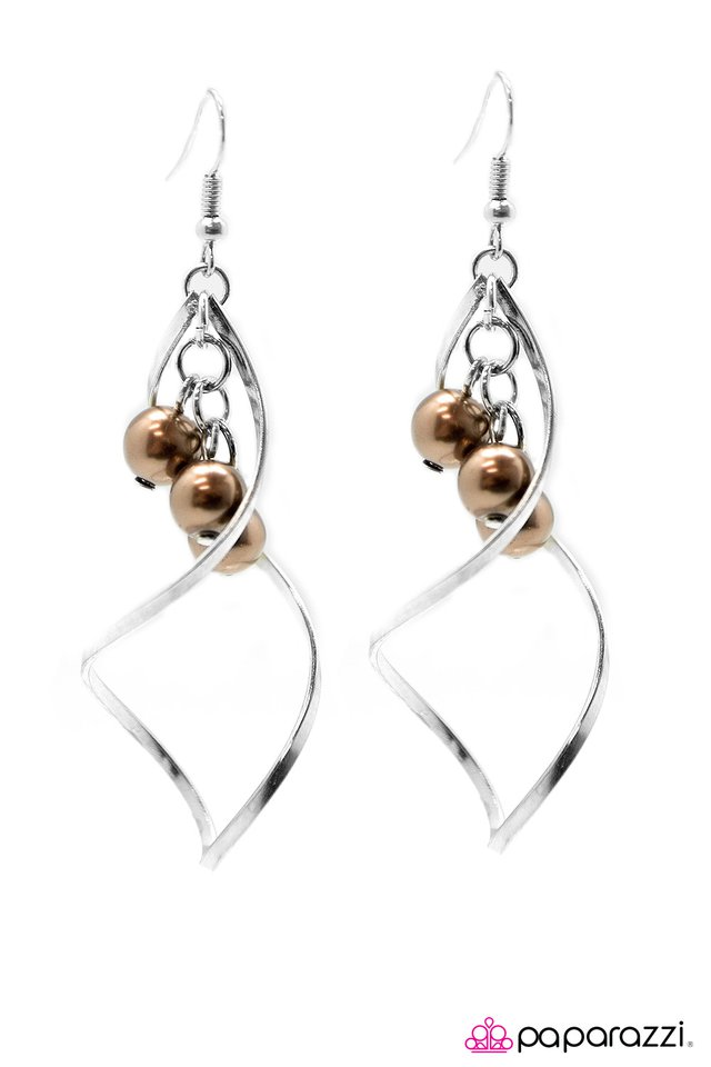 Paparazzi ♥ Suspended In Time - Brown ♥ Earrings