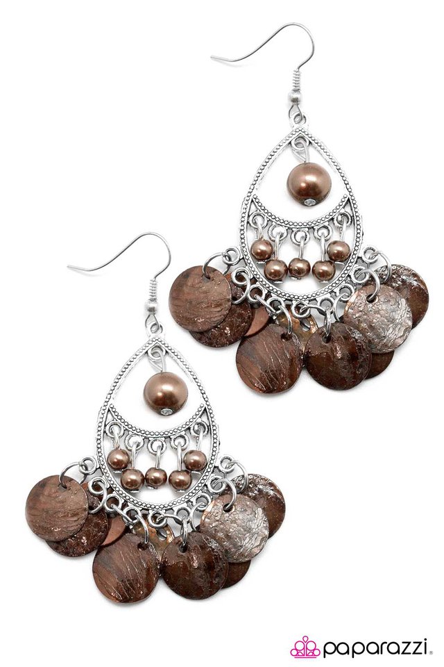 Paparazzi ♥ At Sea Level - Brown ♥ Earrings