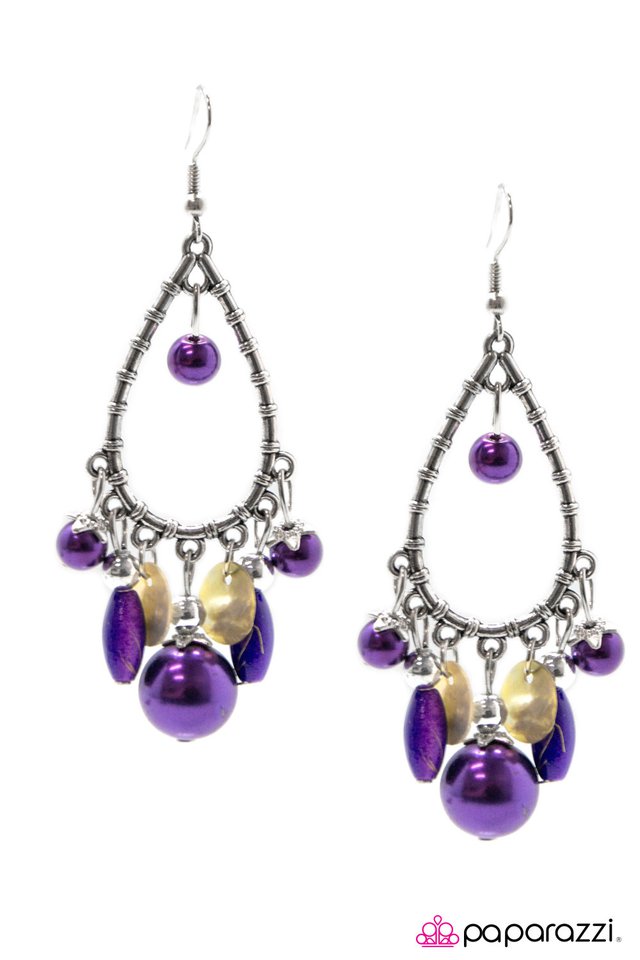 Paparazzi ♥ Saved By the Bell - Purple ♥ Earrings