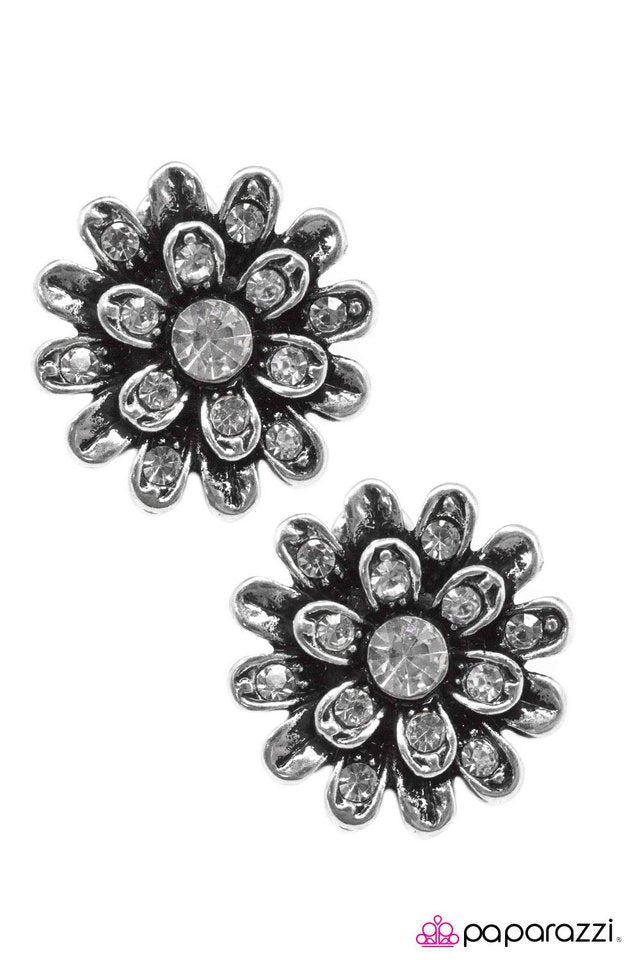 Paparazzi ♥ Always In Bloom - White ♥ Post Earrings