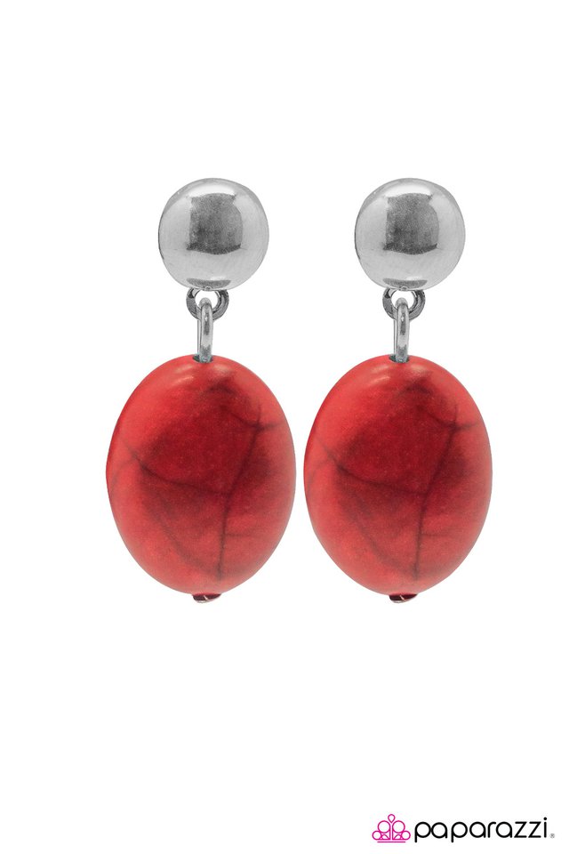 Paparazzi ♥ Stone Cliffs - Red ♥ Post Earrings