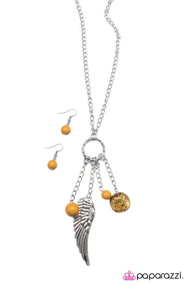 Paparazzi ♥ On a Wing and a Prayer - Yellow ♥ Necklace