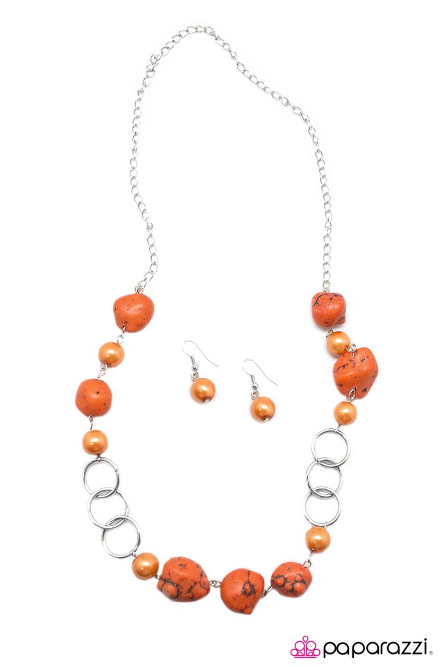 Paparazzi ♥ Pebble Pinnacle - Orange ♥ Necklace