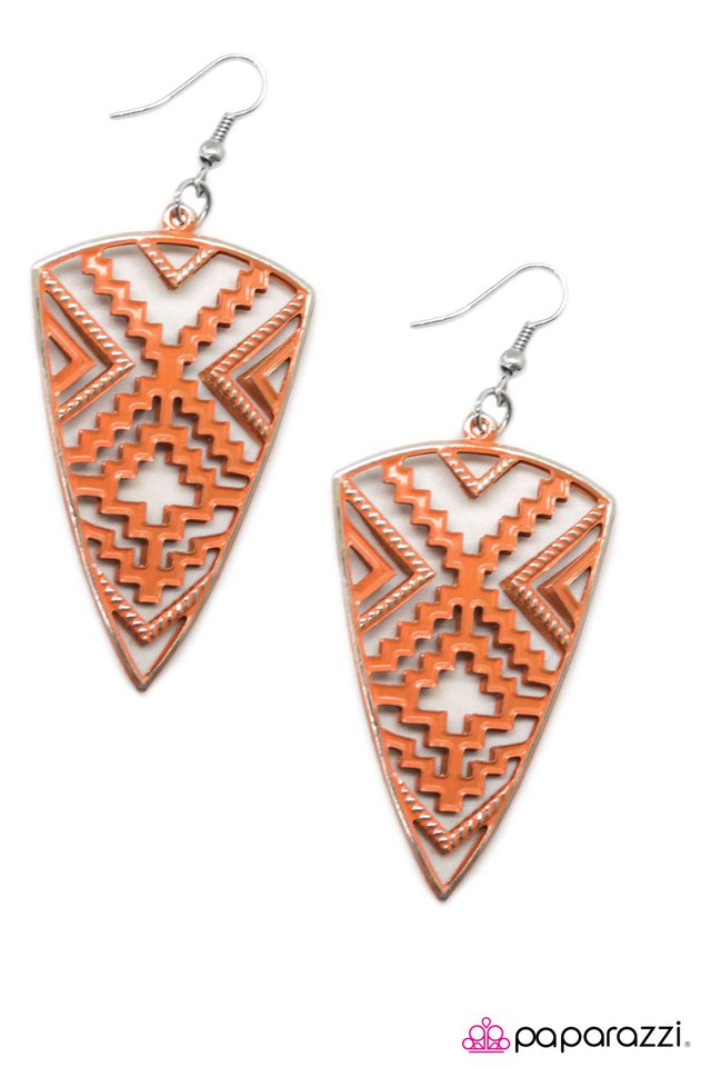Paparazzi ♥ Perfectly Prehistoric - Orange ♥ Earrings-product_sku