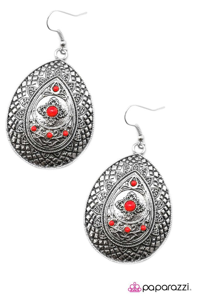 Paparazzi ♥ A Drop In The Bucket - Red ♥ Earrings