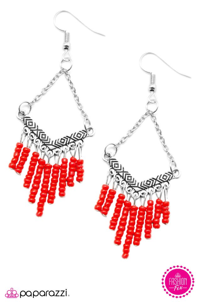 Paparazzi ♥ Wind Walker - Red ♥ Earrings
