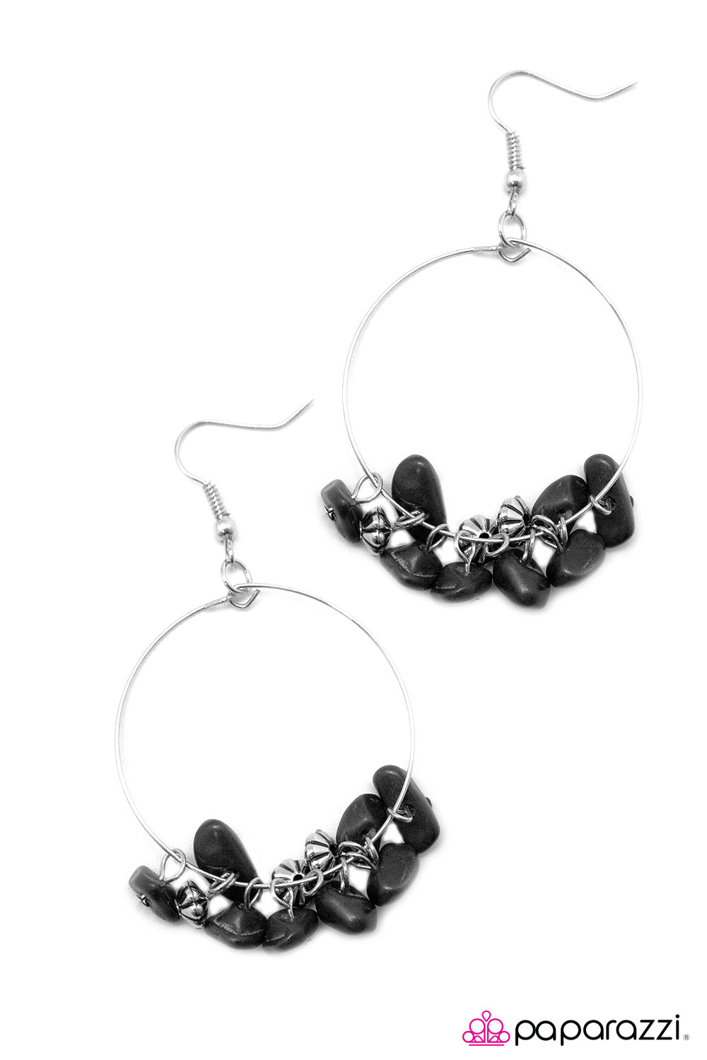 Paparazzi ♥ Pebble Beach - Black ♥ Earrings