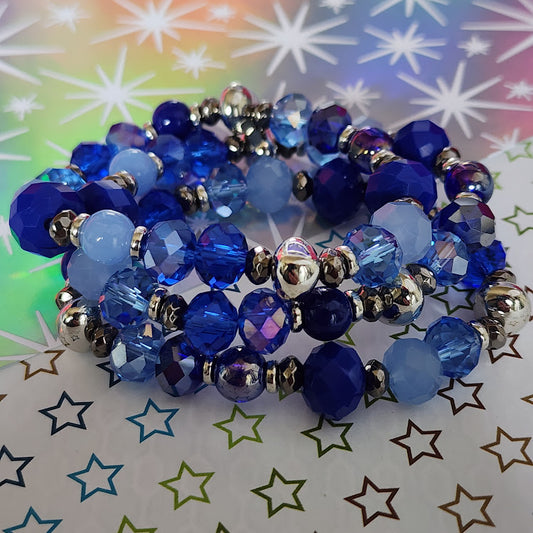 Paparazzi ♥ Stack of GLASS - Blue ♥  Bracelet