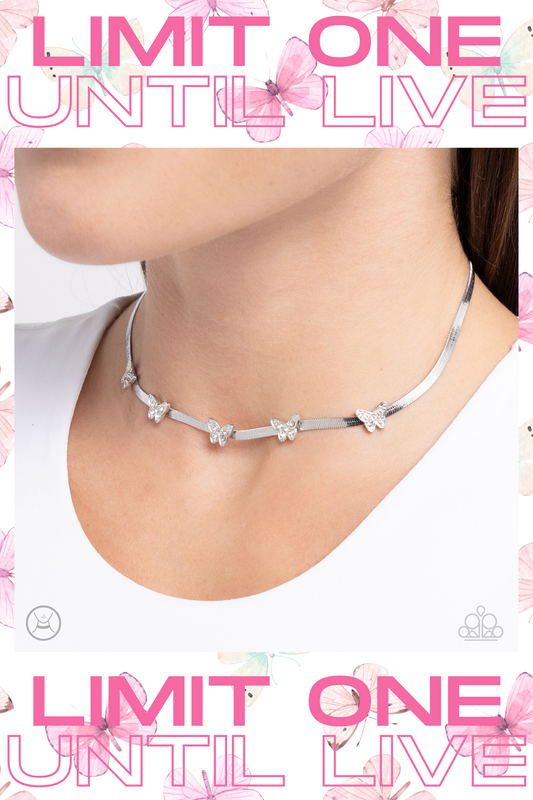 Paparazzi ♥ Fluttering Fame - White ♥  Necklace