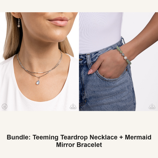 Bundle: Teeming Teardrop Necklace + Mermaid Mirror Bracelet