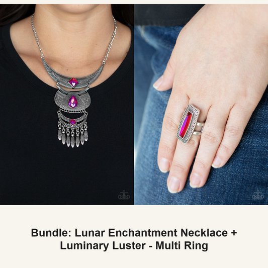 Bundle: Lunar Enchantment Necklace + Luminary Luster - Multi Ring