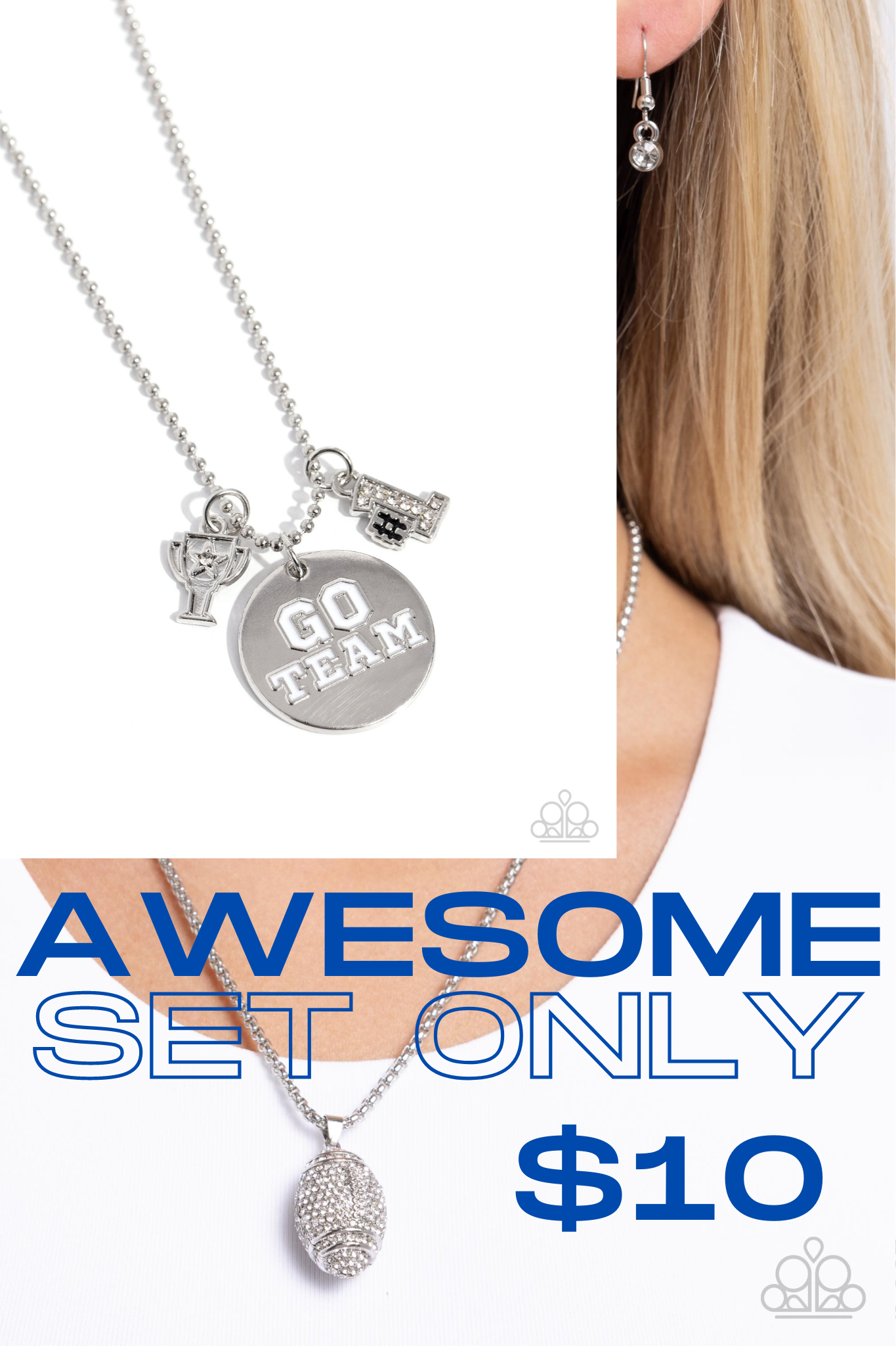 $16 set Paparazzi ♥ End Zone Elegance - White ♥  Necklace