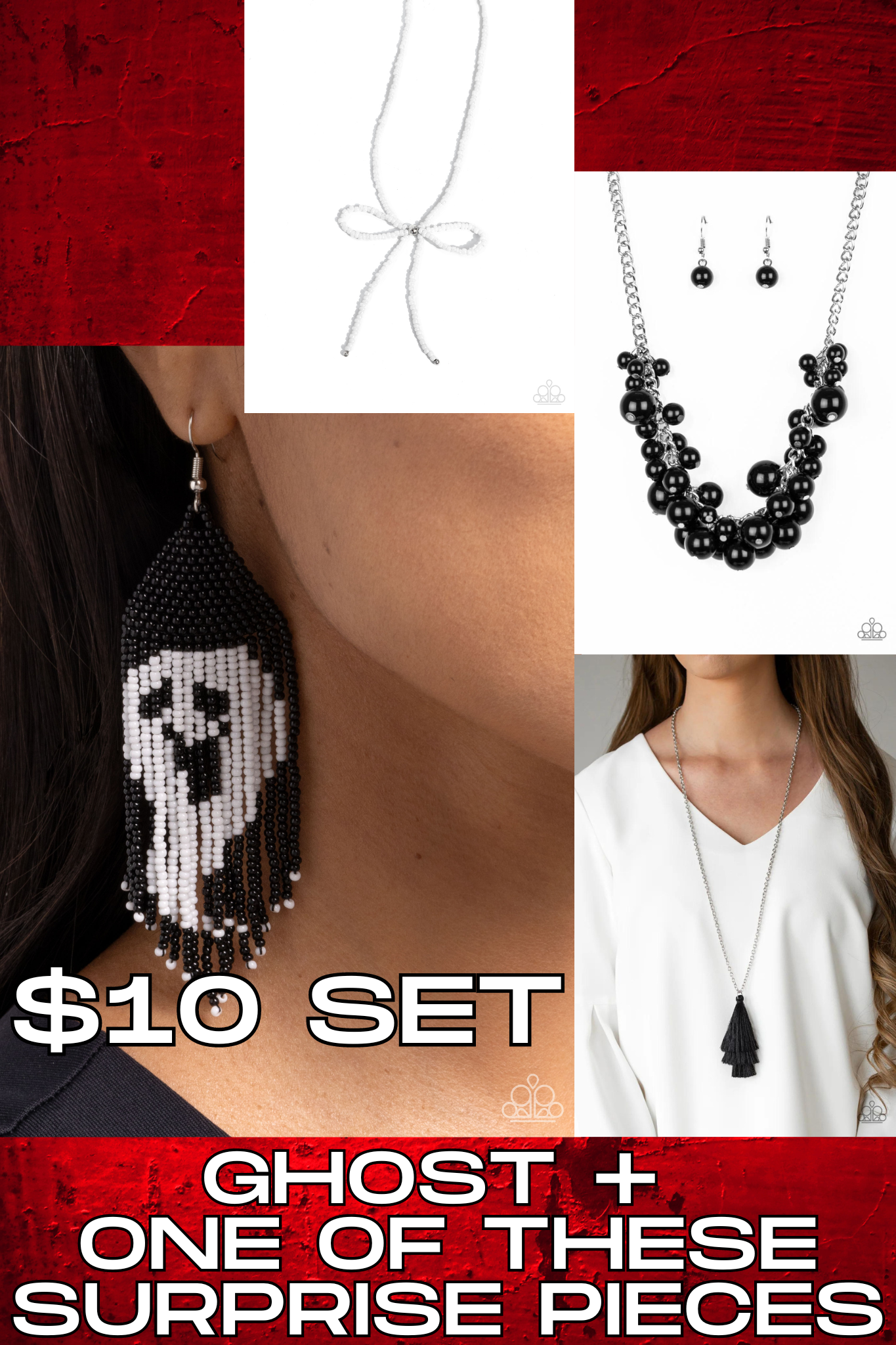 $16 set Necklace + Paparazzi ♥ Spooky Strands - Black ♥  Earrings