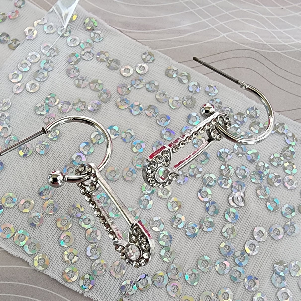 Paparazzi ♥ Safety Pin Sentiment - White ♥  Earrings