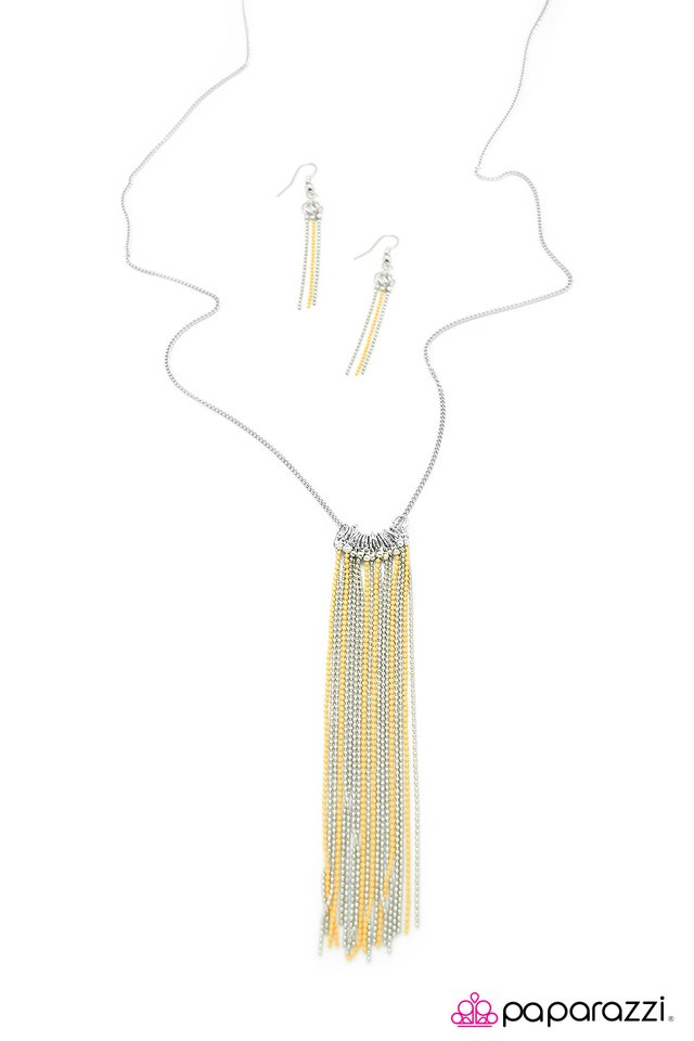 Paparazzi ♥ Swimming Upstream - Yellow ♥ Necklace