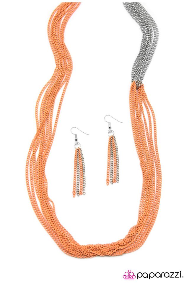 Paparazzi ♥ No CHAIN, No Gain - Orange ♥ Necklace