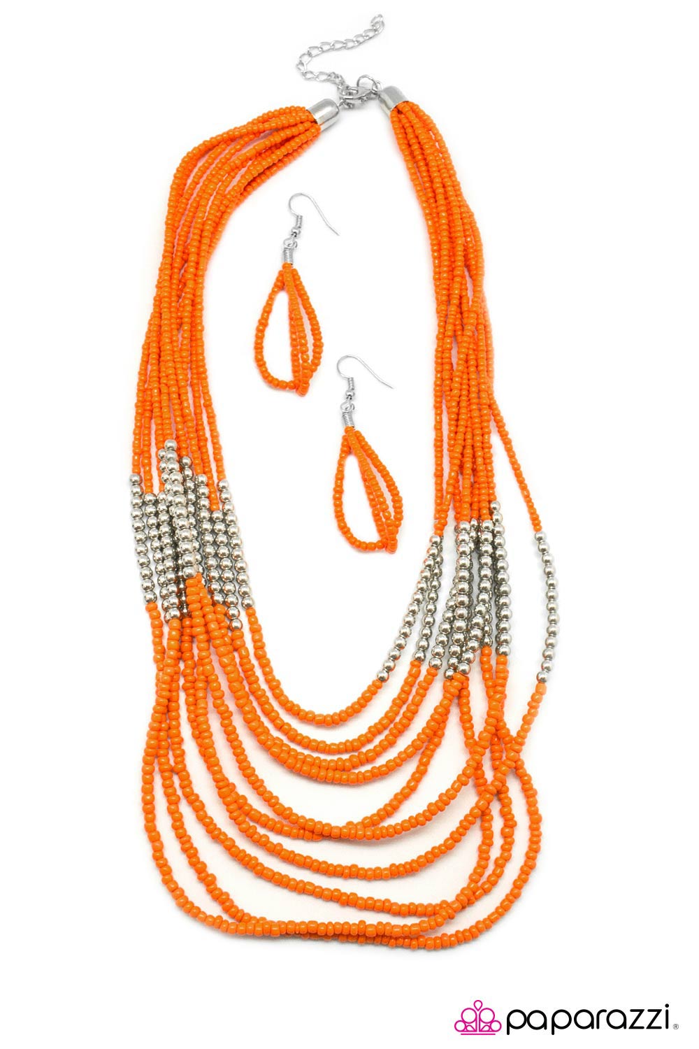 Paparazzi ♥ Get With The BEAD - Orange ♥  Necklace