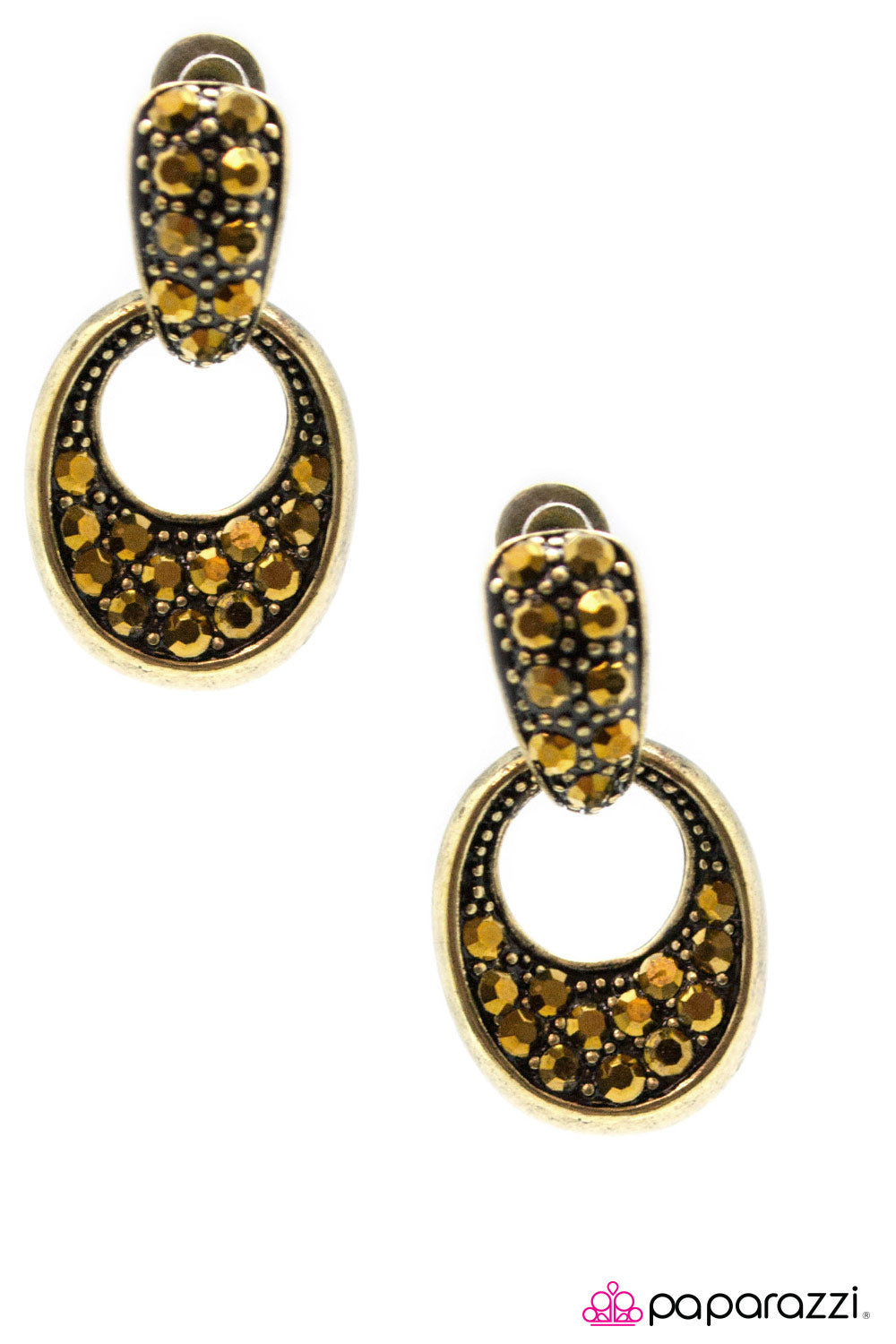 Paparazzi ♥ From The Small Screen - Brass ♥  Post Earrings