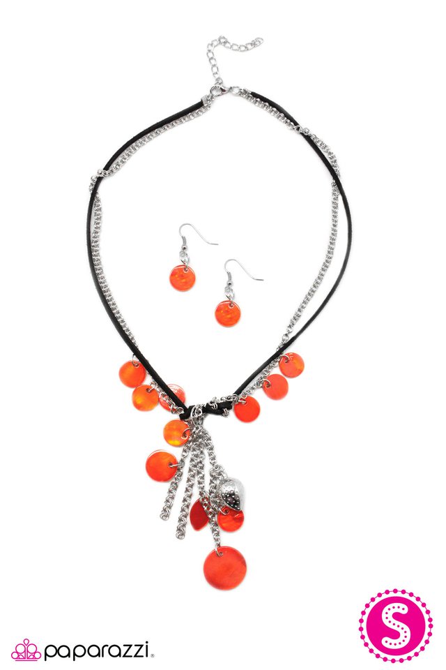 Paparazzi ♥ What SHELL We Do? - Orange ♥ Necklace