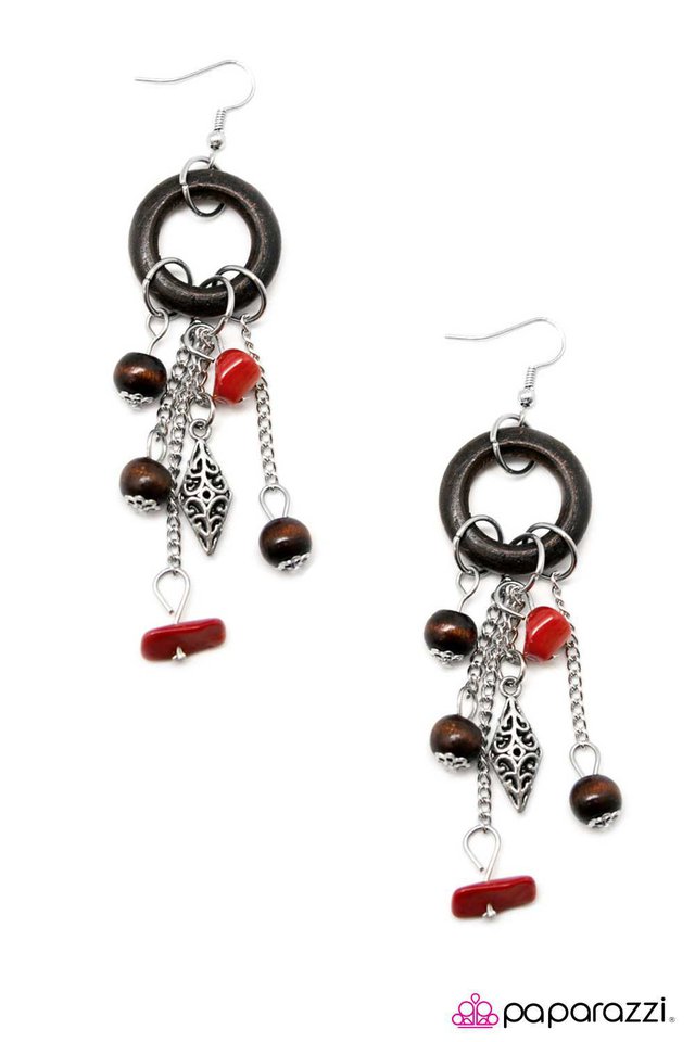 Paparazzi ♥ WOOD You Be Mine? - Red ♥ Earrings