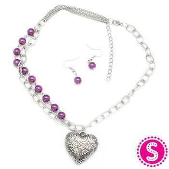 Paparazzi ♥ Heart Charm and Colorful Pearls (Asst. Colors) - Limited Stock Necklace ♥ Bracelet