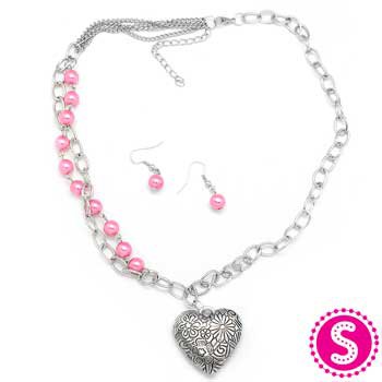 Paparazzi ♥ Heart Charm and Colorful Pearls (Asst. Colors) - Limited Stock Necklace ♥ Bracelet