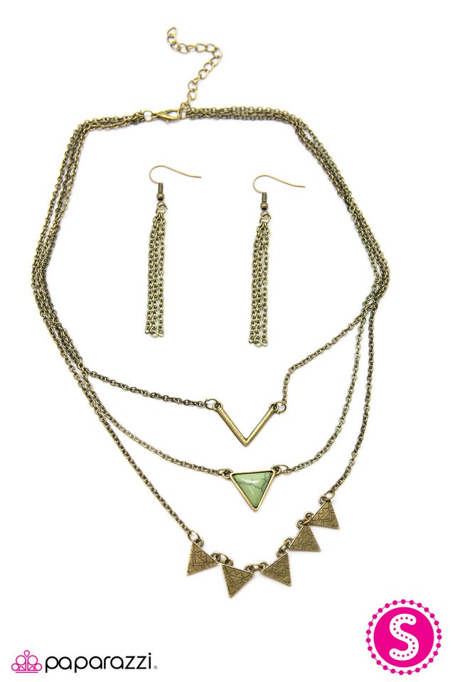Paparazzi ♥ TRI-bal Style - Green ♥ Necklace