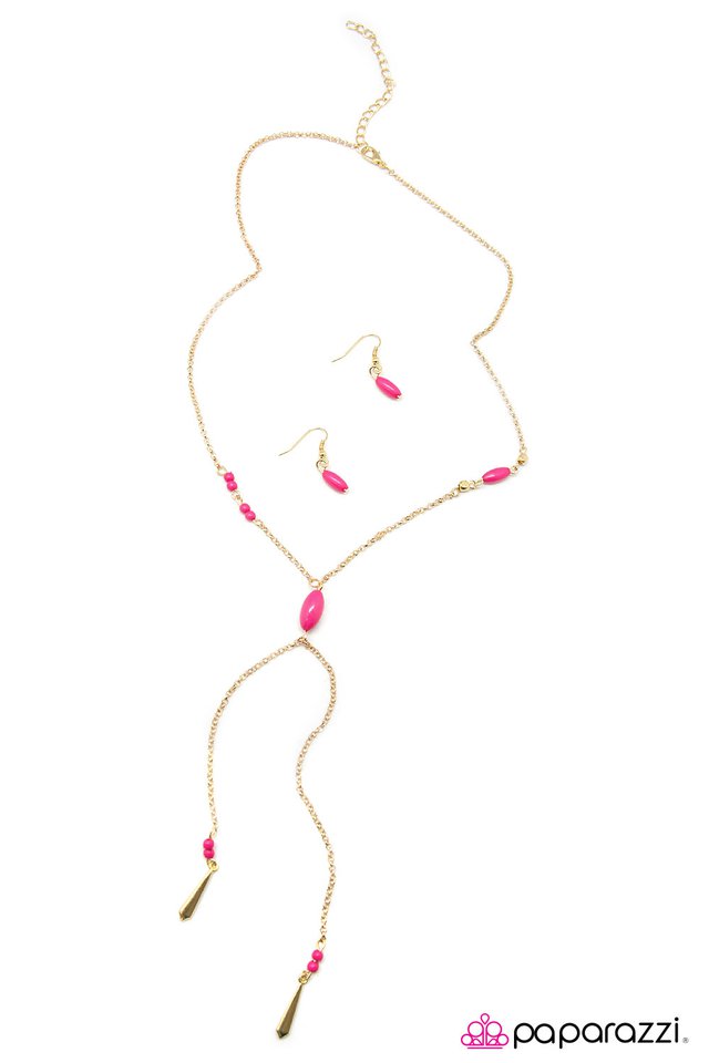 Paparazzi ♥ A Double Shot - Pink ♥ Necklace