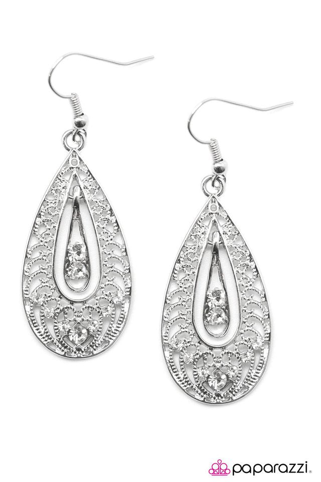 Paparazzi ♥ Who Needs Glass Slippers? - White ♥ Earrings